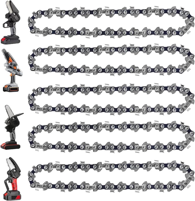 GSSHBR 5 Pieces 4 Inch Mini Chainsaw Chain for Stihl GTA 26, 4 Inch Replacement Chains for Cordless Electric Portable Mini Chainsaw for Wood Branch Cutting (28 Drive Links) - Image 1